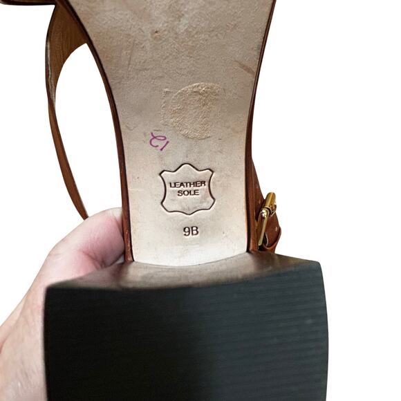 Talbots US 9B shoes brown leather high heel strappy sandals classic casual chic - Picture 10 of 13